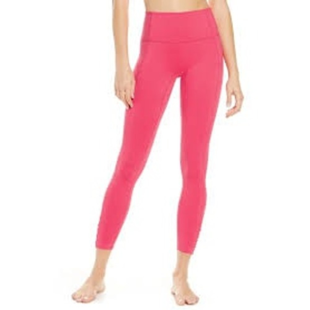 FP Movement Leggings‎ Women Large Pink High-Rise Ribbed Activewear OB1175237